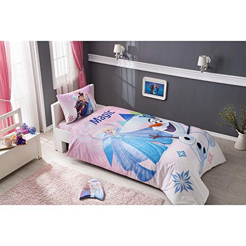 Twin Size/Single Duvet Cover Set 3 Pcs 100% Cotton Beding Linens For Kids Children (Frozen Pink Olaf) #TOP3