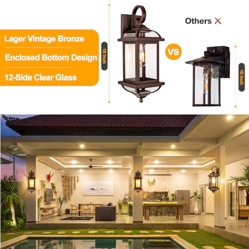 Bronze Outdoor Wall Lights 2-Pack for House Exterior - IP65 Waterproof