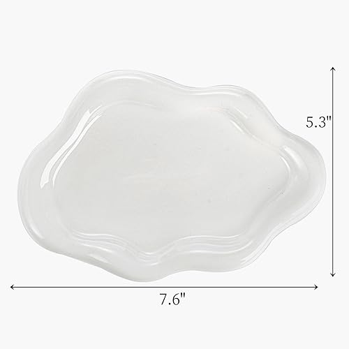 Miniatura 2 de Paquete de 2 bandejas de cerámica para joyas, bandeja decorativa con forma de nube, bandeja de perfume para decoración del hogar, bandeja de velas