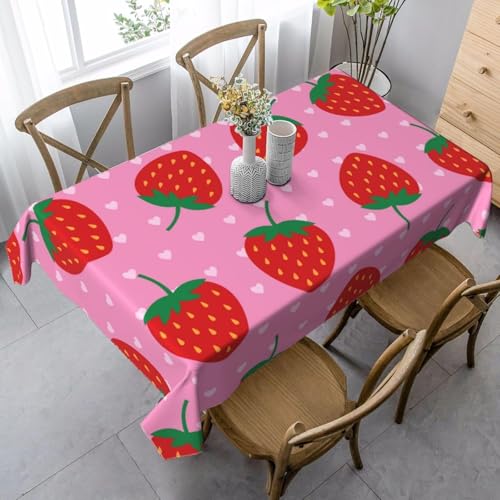 Tizhweqo Mantel Mesa Cuadrada Fresa, Manteles Antimanchas Rosa, 3D Impresión Mantel Impermeable Lavable para Cocina Salón Comedor, 90x90 cm ZB522