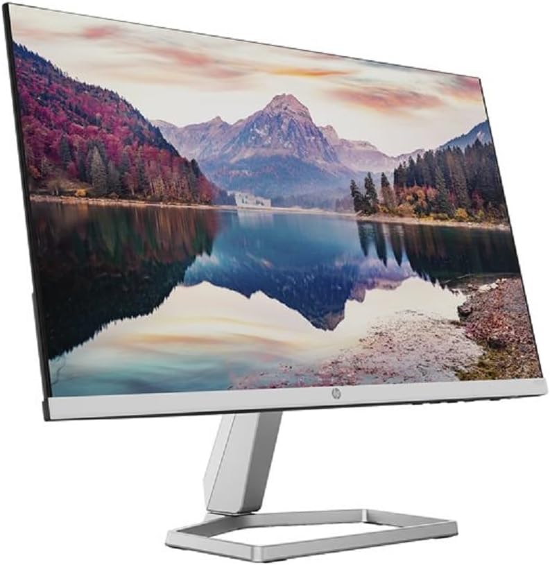 Side view of HP M22f Monitor, showing stand attachment