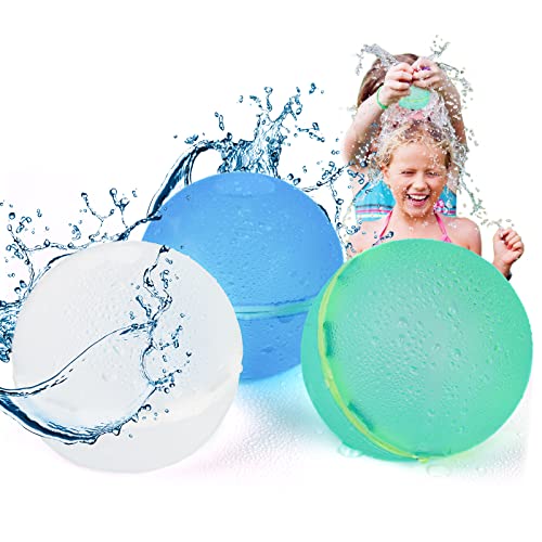 3 Stück Wasserbomben Splash Bälle Set, Wiederverwendbare Wasserbomben Selbstschließend für Sommer Pool Party Geschenke, Schnell Füllende Geeignet für Indoor draussen Wasser Aktivität Spiel Cover