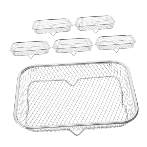 CIYODO 6個ステンレス製エアフライヤーラック 耐熱耐食不錆鋼製キッチンスチーマー兼用調理棚 積み重ね可能なオーブン調理用乾燥トレイ グ
