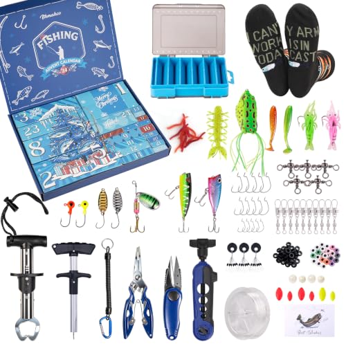 Fishing Advent Calendar 2026 for Men Teen Boys Adult, 24 Day Countdown Gift | Fishing Lure & Gear Kit Advent Calendar 2026 for Dad Grandpa Husband Brother, Christmas Countdown Gifts, Tools, Accessories