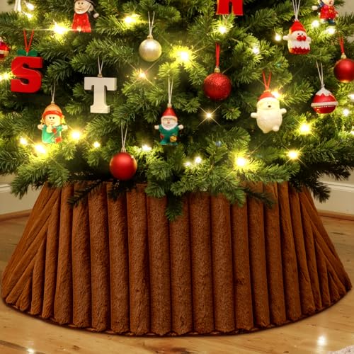 Lanpn 30 Inch Christmas Tree Collar, Faux Fur Tree Collar Xmas Tree Skirt Tree Stand Cover Plush Xmas Tree Ring Stand for Winter Home Party Holiday Indoor Christmas Decor (Brown, 75cm)