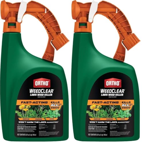 Ortho WeedClear Lawn Weed Killer Ready-to-Spray - Weed Killer for Lawns, Kills Crabgrass, Dandelion and Clover, Hose-End Application, Covers 5,000 sq. ft., 32 fl. oz. (Pack of 2)