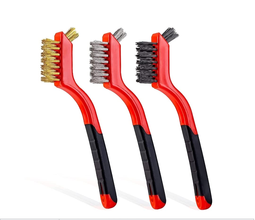 Purezo 3-Piece Nylon/Brass/Stainless Steel Brushes for Cleaning Rust, Dirt, Paint Scrubbing (B0BQF8BSZ5) Amazon Price History, Amazon Price Tracker