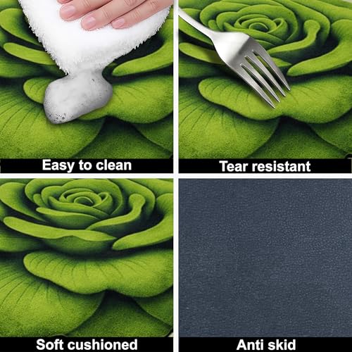 Image of Luxe Home 3D Bath Mat Rose Shaped Super Soft, Anti Slip Skid, Washable, Quick Dry Floor Mat for Bathroom, Bedroom, Living Room (Green, 67x71 cm)