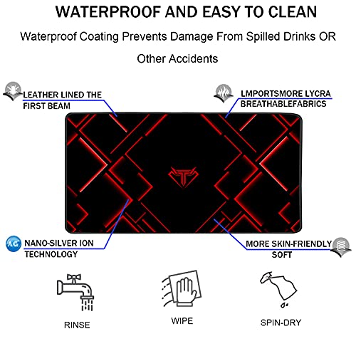 TEDNETGO Large Mouse Pad, Gaming Long Mouse Pad, Waterproof Extra Large Big Mousepad with Stitched Edge, XXL Non-Slip Computer Computer Keyboard Pad Mat for Gamer/Desktop/Office/Home, RED by TEDNETGO - Image 4