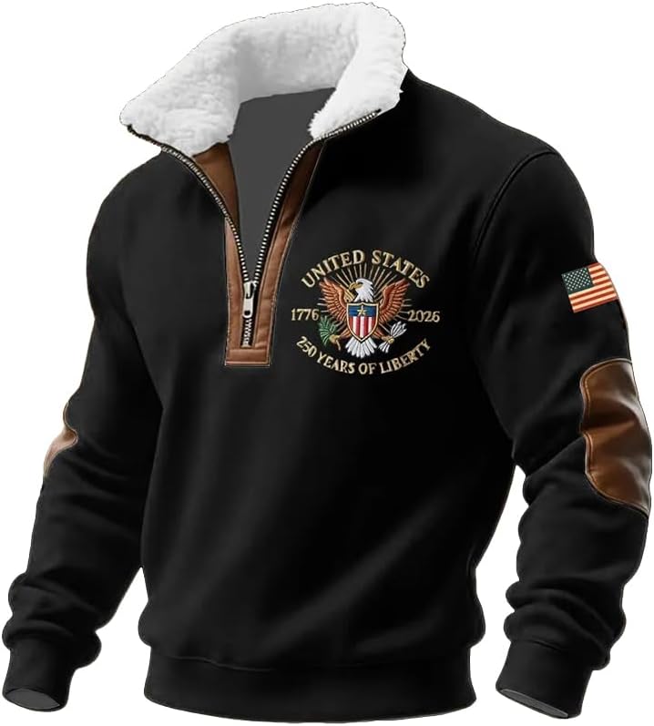 Men's United States 250 Years Printed Casual Top Patriotic American Flag Shirt