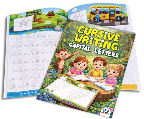 Image of Cursive Handwriting Practice Books [Box Set of 4 Books] | Premium Quality Cursive Writing Book for Kids - Alphabet ABC (Capital & Small Letters), Words & Sentences | Hand Writing Improvement Worksheet