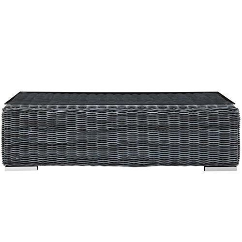 Modway Summon Wicker Rattan Outdoor Patio Coffee Table in Gray - Image 6