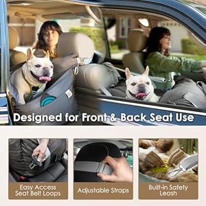 EHEYCIGA Adjustable Dog Car Seat for Small Dogs, Shredded Memory Foam Filling Dog Booster Car Seat for Dogs and Cats Up to 25 lbs, Pet Travel Carrier with Storage Pockets and Durable Belts, Grey EHEYCIGA Adjustable Dog Car Seat for Small Dogs, Shredded Memory Foam Filling Dog Booster Car Seat for Dogs and Cats Up to 25 lbs, Pet Travel Carrier with Storage Pockets and Durable Belts, Grey