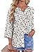 OFEEFAN 3/4 Length Sleeve Womens Tops Fall Fashion Must Haves Button Down Shirts Business Casual Tops Work Blouses White Print L