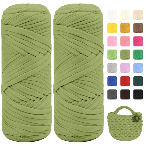 Maxee 400g T-Shirt Garn – 2 er Pack (je 200g/75m), Weiches Beilaufgarn zum Häkeln & Stricken – Farbintensiv & pflegeleicht, Ideal für Häkeltaschen/Körbe/Teppiche DIY Projekte, Handarbeiten und Deko