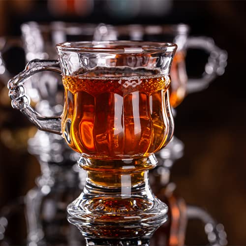 Image of MULTI ZONE 250 ML Crystal Clear Toughened Glass Tea Cup with Convenient Solid Handle Cups, Espresso Mug Set for Tea, Coffee, Hot /Cold Drinks (Round Tea Cup 250 ML, 6)