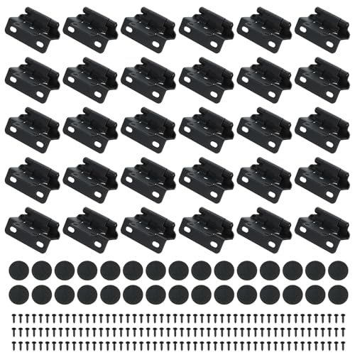 PATIKIL Bisagras De Gabinete De Cierre Automático Semi-Superpuestas De 1/2 Pulgada, 30 Pcs Bisagra De Gabinete Semioculta De Montaje Superficial Con Tornillos Para Puertas, Negro