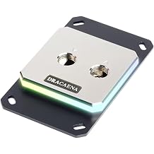 Dracaena.io AMD CPU Water Block, 63x63mm Full Metal RGB Water Cooler for AM4/AM5 CPU Socket, Copper/Aluminum/Acrylic, G1/4 Thread, 0.4mm Microfin, 5V Symphony RGB Lighting