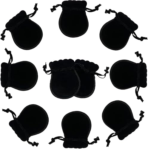 wanerxin 10 bolsas pequeñas de terciopelo con cordón para regalo, joyas, anillos, aretes, auriculares, recuerdos de boda, recuerdos de fiesta, 2.7 x
