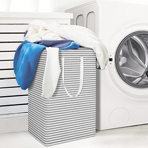 WISELIFE 2-Pack Laundry Hamper 75L Collapsible Large baskets with Handles Freestanding Waterproof Clothes Storage Basket for Toys Clothes Organizer - 24.4'''' (H), Classic Grey,2 x 75L