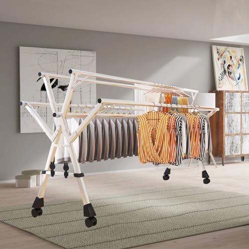 Étendoir à linge grand format intérieur extérieur réglable et pliable