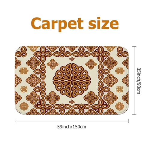 Tapis celtique automne doré 0,9m géométrique et antidérapant