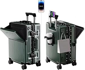 AIWEINY Handgepäckkoffer für Frühjahr/Sommer, fluglinienzugelassen, mit TSA-Schloss, 360°-Rollen, PC-Hartschale und druckfestem Aluminiumrahmen, passend für 20'', 24'' und 26''. (20‘’, Grün)
