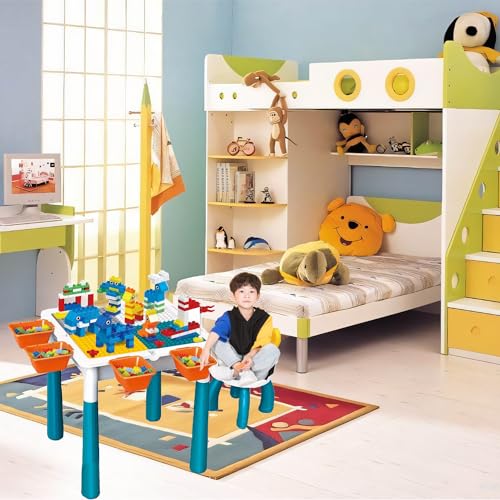 مجموعة مكعبات بناء من 186 قطعة كبيرة الحجم من يو ال اتش واي سي، مجموعة كراسي طاولة متعددة الوظائف تتضمن كرسي واحد مع 4 صناديق تخزين، العاب متعددة الاستخدامات لعمر 3-12 سنة