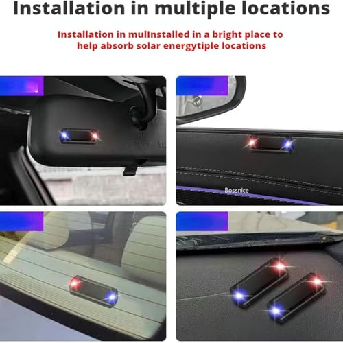 MBHKRRS 2Pack Solar Warning Lamp, Waterproof Mini LED Solar Car Flashing Alarm Safety Lamp Bar Emergency Security Strobe Light for Bike Motorcycles SUV Truck Vehicle Night Driving (Red/Blue)