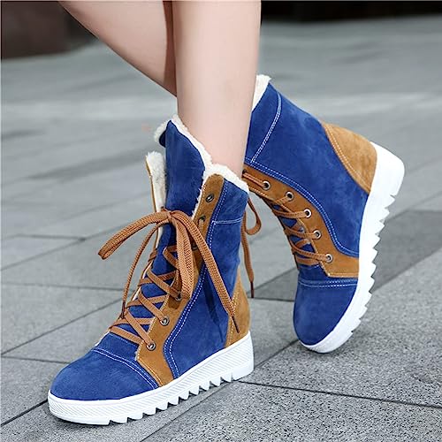 Bottes de neige bleues imperméables en taille 35 avec lacets
