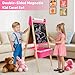 Belleur All-in-One Art Easel for Kids, Adjustable Double Sided Easel for Toddlers with Magnetic Whiteboard & Dry-Erase Chalk Board & Paper Roll, Child Painting Easel for Kid 2-8 Birthday Gift - Pink
