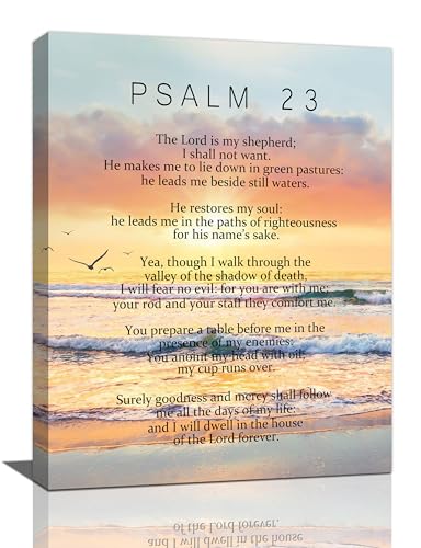 Bogosip Salmo 23 Salmos 23 cuadros para decoración de pared, versículo bíblico, lienzo con marco de pintura cristiana para oración, dormitorio, sala de estar, baño, iglesia, 12 x 16 pulgadas