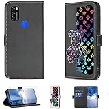 jioeuinly Case Compatible for Blackview A70 Pro Phone Case Flip Stand Cover [with Tempered Glass Screen Protector] JXX-Black