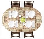UMINEUX Oval Fitted Vinyl Tablecloth with Elastic Edged & Flannel Backing, Waterproof Wipeable Oval Table Cover - Fits Tables up to 42"X68" (Wicker)