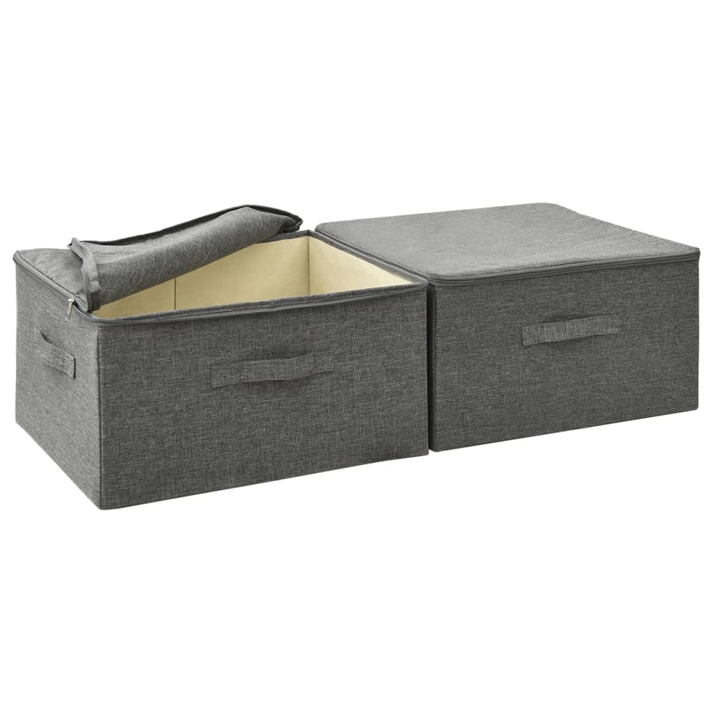 Aufbewahrungsboxen 2 Stück faltbar aus Stoff 43x34x23 cm Anthrazit, Kleiderschrank Organizer, Schminktisch Organizer, Aufbewahrung und Organisation, Organizer Schublade, Kiste