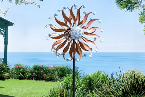 LimeHill Wind Spinners Outdoor – Metal Large Wind Spinners for Yard and Garden, Kinetic Wind Sculptures & Spinners with Stake, Perfect Gift for Family (24\" W x 84\" H) - Thumbnail 7
