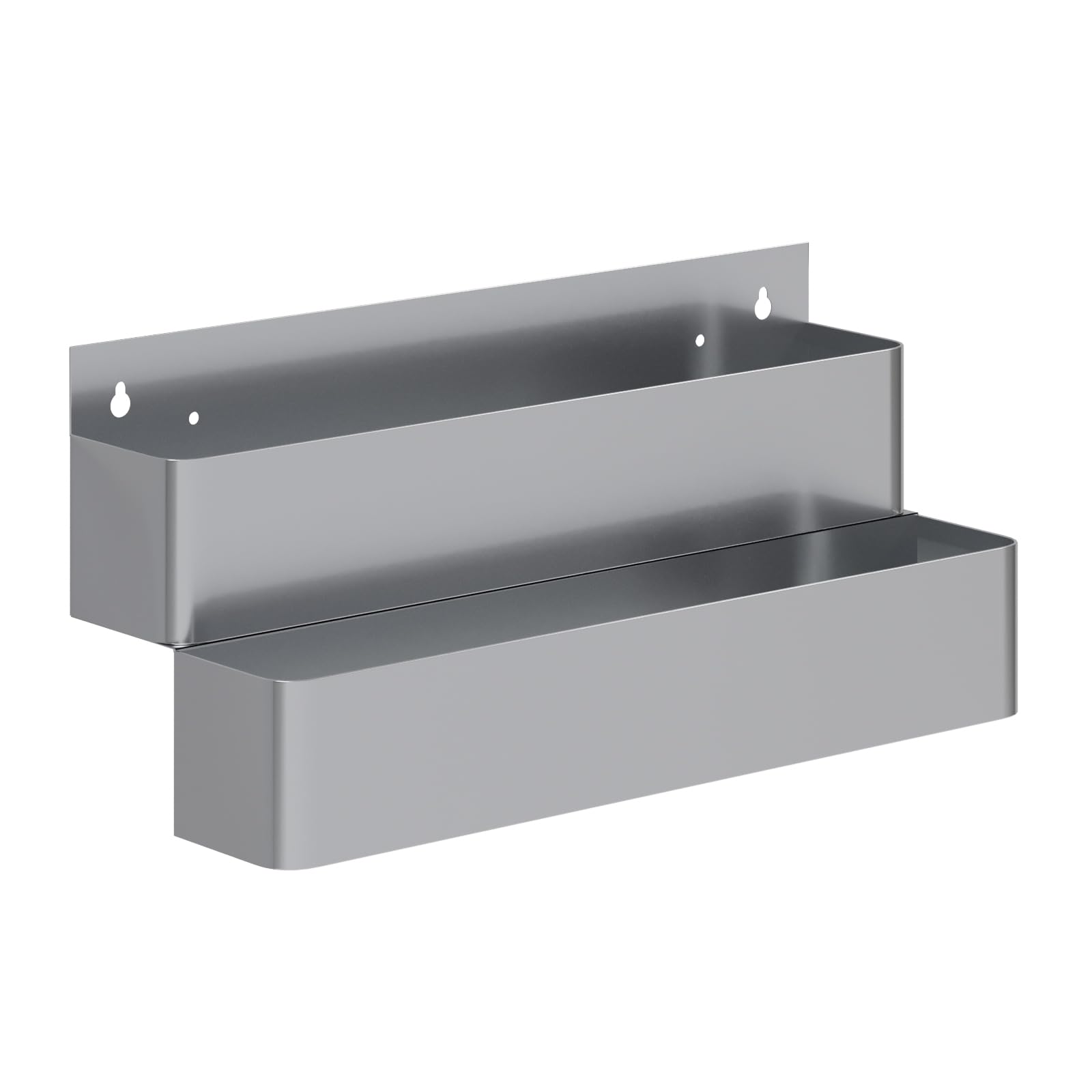 AmGood 22 in. Double Tier Stainless Steel Speed Rail - Keyhole Wall Mount Bar Speed Rack, 18-Gauge NSF Liquor Bottle Holder for Bars, Restaurants &amp; Home Bars