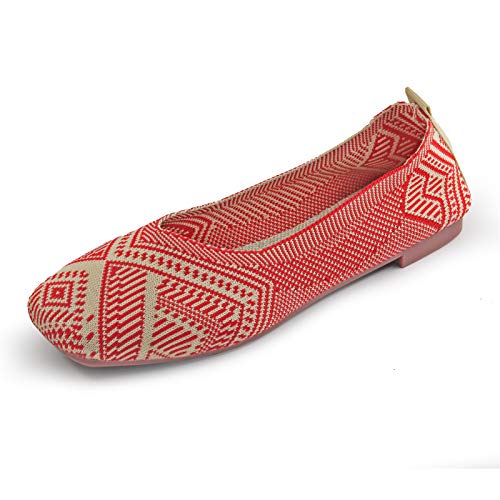 Image of RVROVIC Women Flat Shoes Knitted Lightweight Slip-on Loafers Breathabel Soft Comfortable Ballet Flats