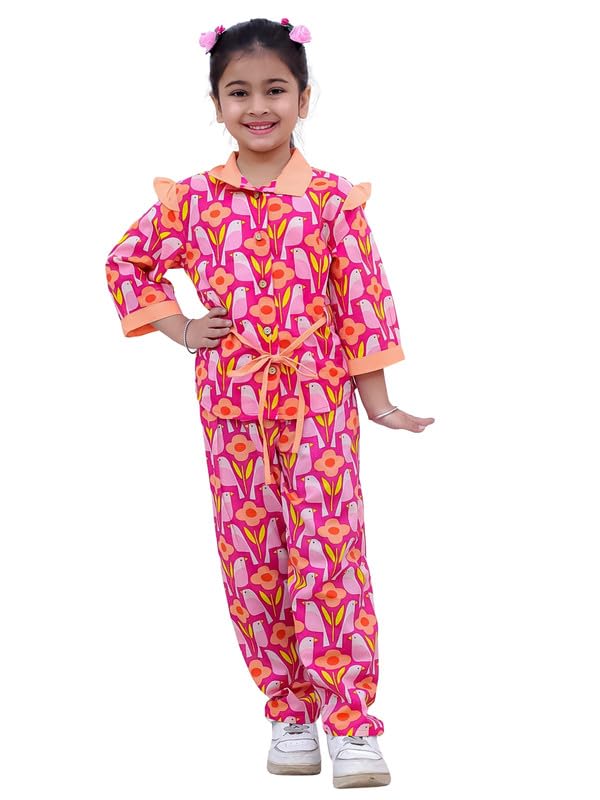Image of superminis Girls Cotton Abstract /Floral /Striped Print Top And Shorts /Pant Clothing Set