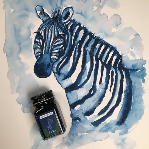 Image of Monteverde Jungle Fountain Pen Ink, 30ml, Zebra (Blue) | Animal-inspired fountain pen ink with bold color, smooth flow, and creative writing personality.