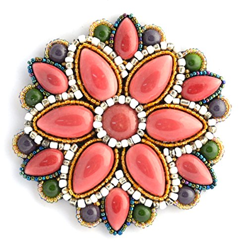 Broche grande fleur en porcelaine rose et blanc, le cadeau idéal
