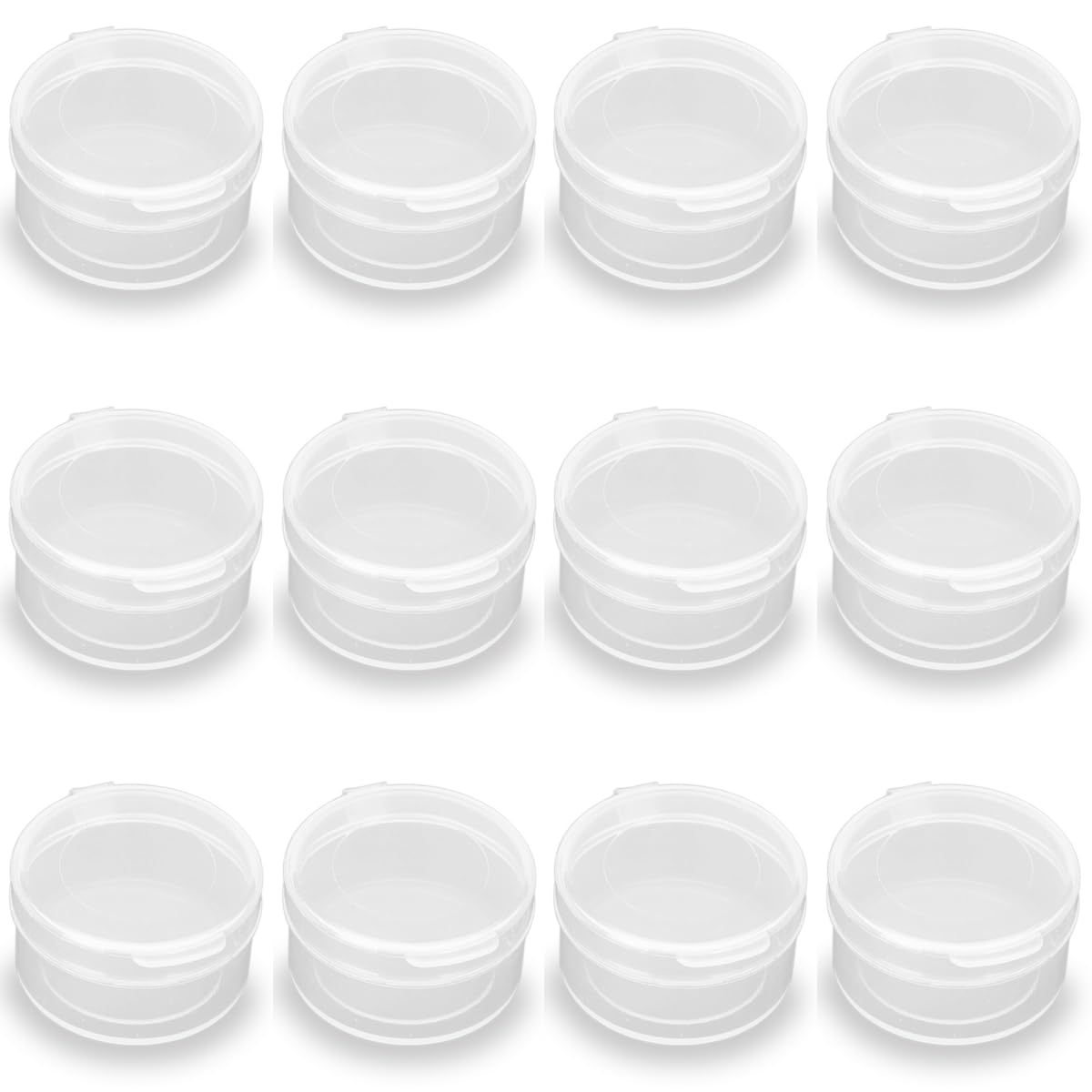 24 PACK Small Transparent Plastic Bead Organizers (1.26 x H0.71 inch) Clear Storage Box Round Organizer for Storage Small Items, Hardware-0.24 oz