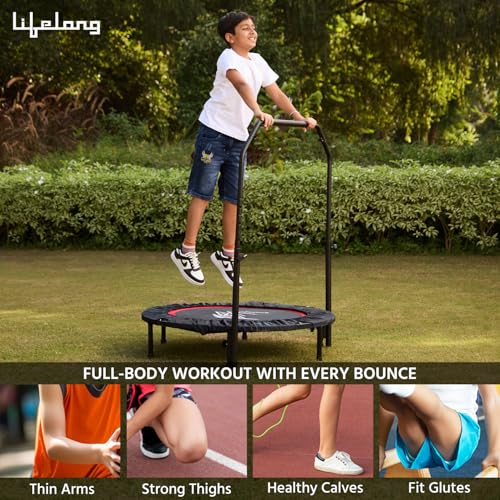 Image of Lifelong 40-Inch Foldable Trampoline for Kids with Handle Support, Exercise Trampoline for Indoor & Outdoor Workout, Cardio Fitness Jumping for Home Use