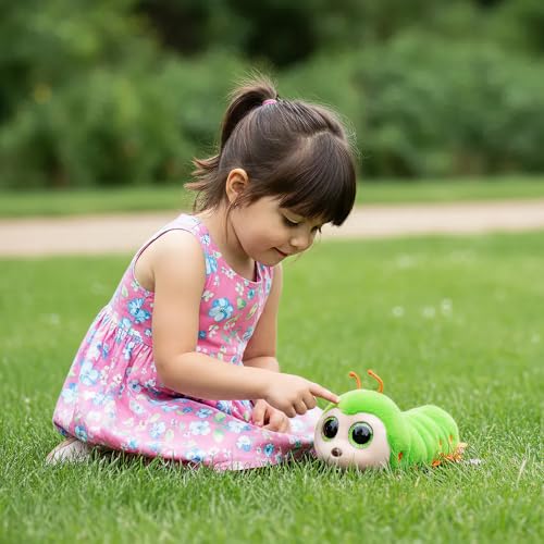 TY Beanie Boos – Pilar die Raupe mit großen und glitzernden grünen Augen, das Plüschtier mit großen glitzernden Augen – 15 cm – T37375