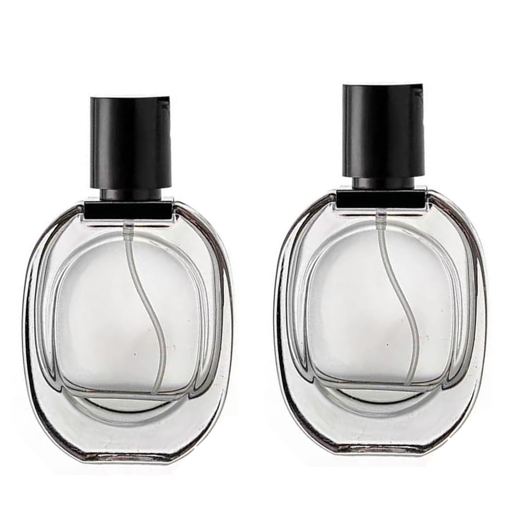 Hunky Dory 2pcs Unique 30ml Black Clear Empty Glass Delicated Perfume Decant Spray Bottles with Black Metallic Pump and Unique Cap For DIY Perfume, Essential Oils, Rose Water, Travel Use-image-36