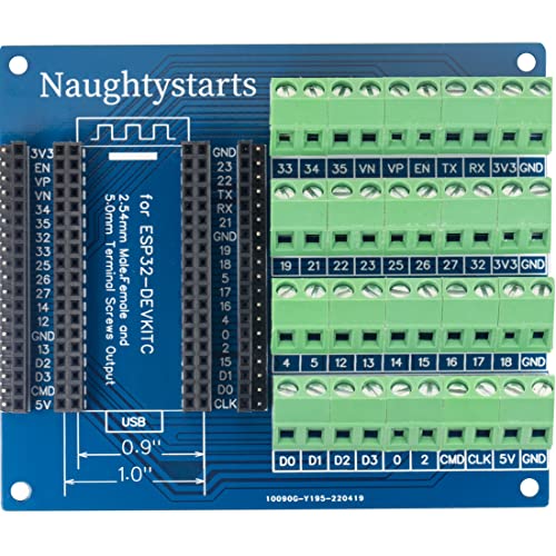 Image of ESP32 GPIO Breakout Board with 3 Type Input Way Terminal Screw and Male Female pins (38Pins 5.0mm / 0.2 inch Terminal 2pcs)