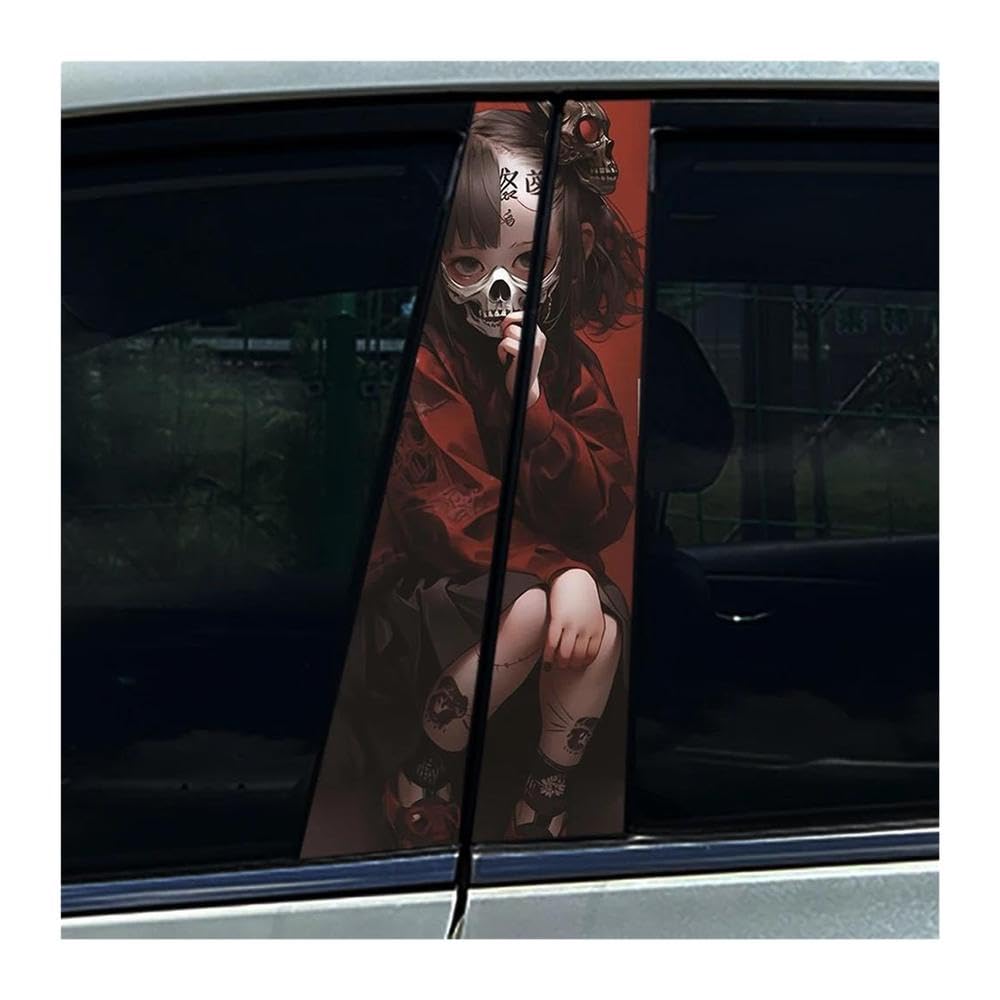 Body Parts 2pcs Horror Skeleton Auto B-Pillar Stickers Car Center Column Waterproof Decals(E)