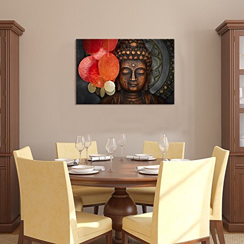 Buddha Canvas Wall Art Wood Buddha Statue Canvas Prints Keep Inner Peaceful Buddha Artwork For Living Room Yoga Room (24"X36") #TOP2