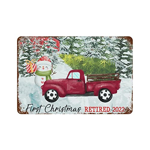 Plaque en métal Christmas Truck WengBeauty Décoration murale bonhomme de neige 30x45 cm