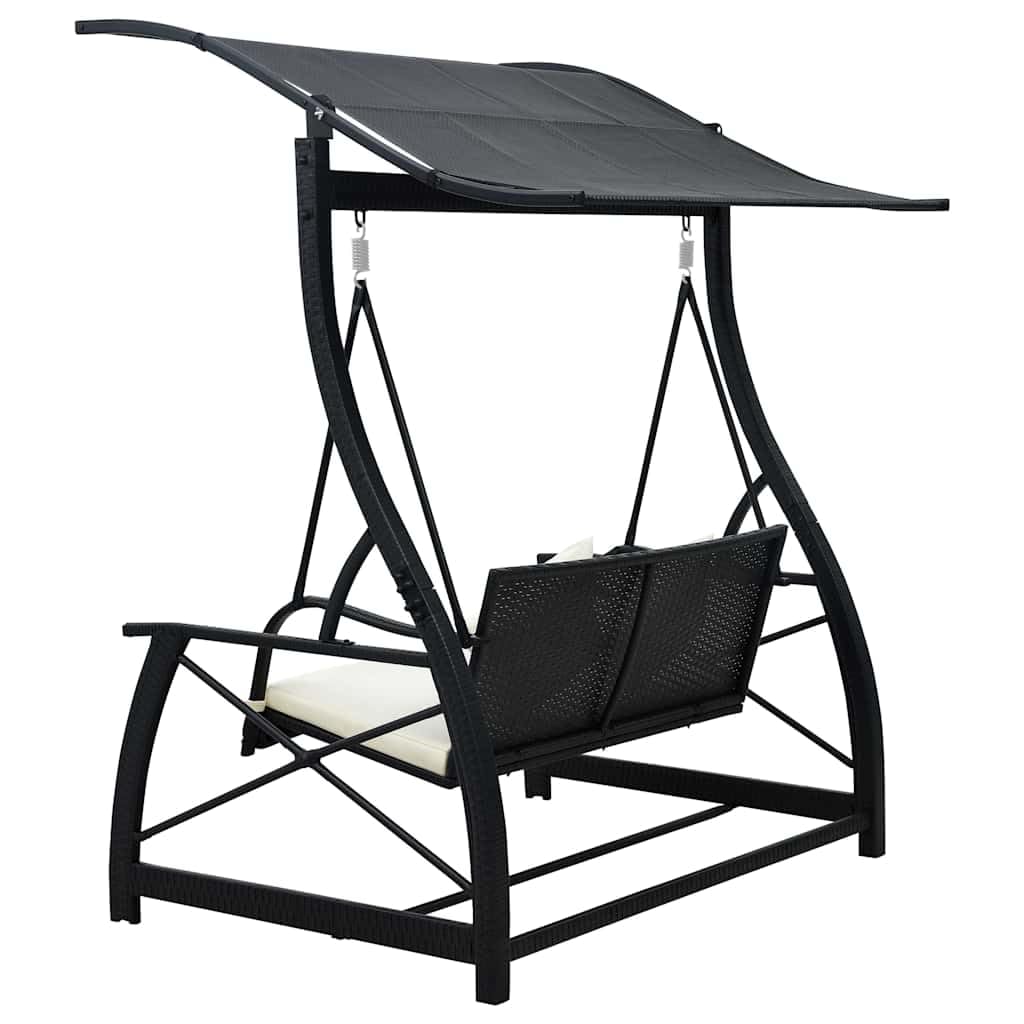 Generisch Hollywoodschaukel 3 - Sitzer mit Dach Poly Rattan Schwarz 41.14kg